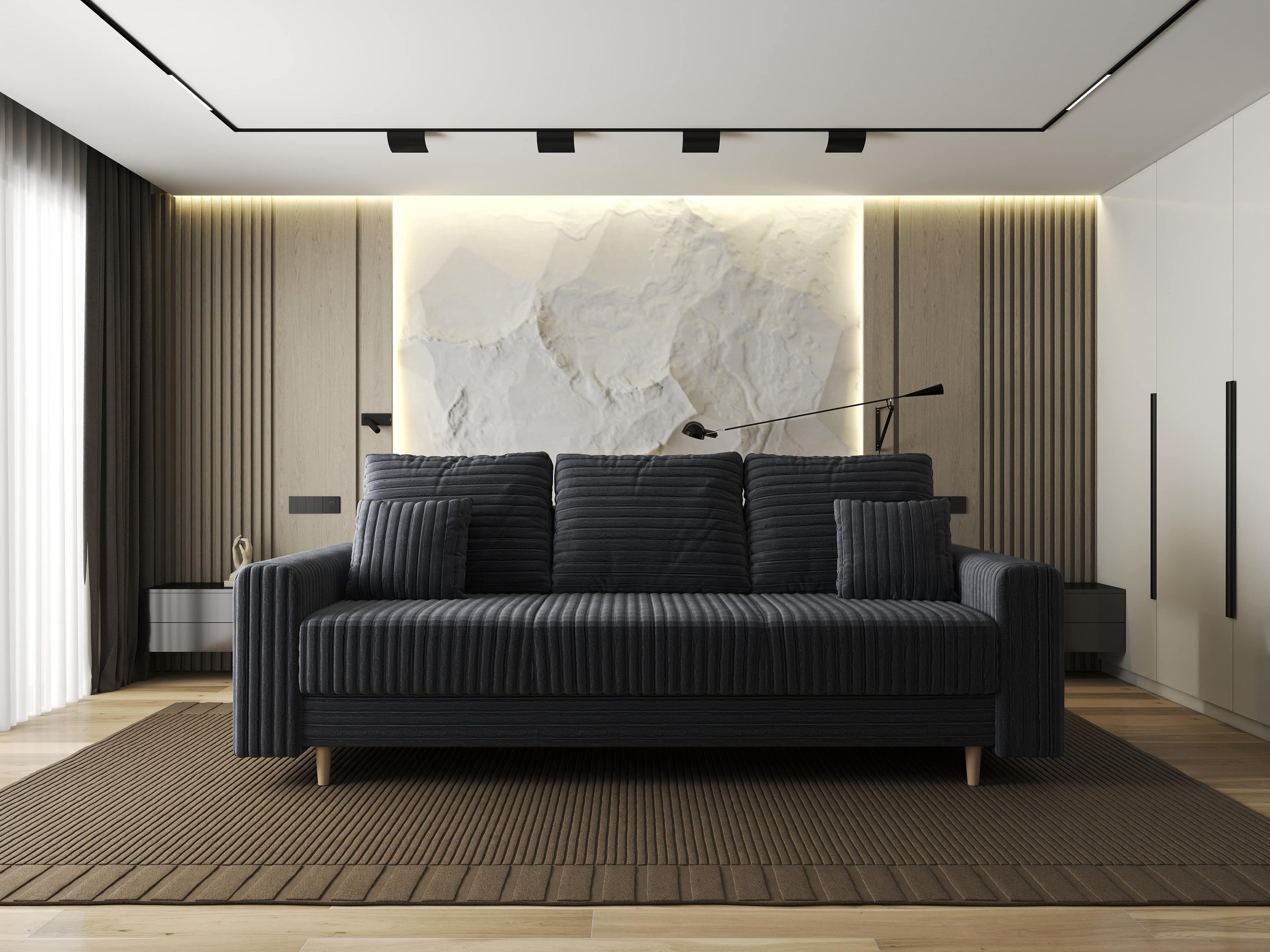 Canapea extensibilă dumonde cu ladă de depozitare si sezut confortabil din spuma high-density, Kronos Ambience Gri 210x100 cm