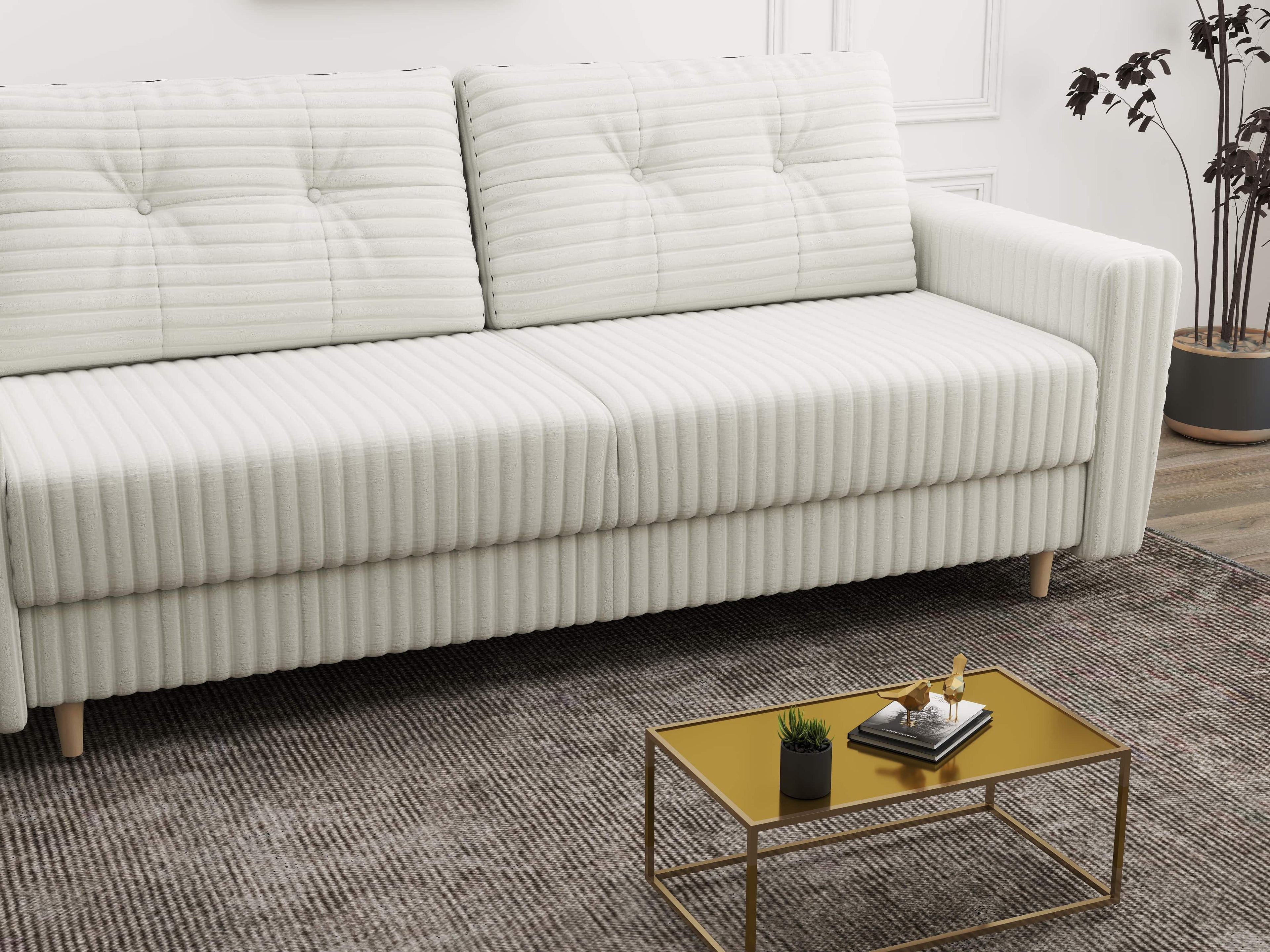 Canapea extensibilă dumonde cu ladă de depozitare si sezut confortabil din spuma high-density, Summer Ambience Ivory 225x100 cm