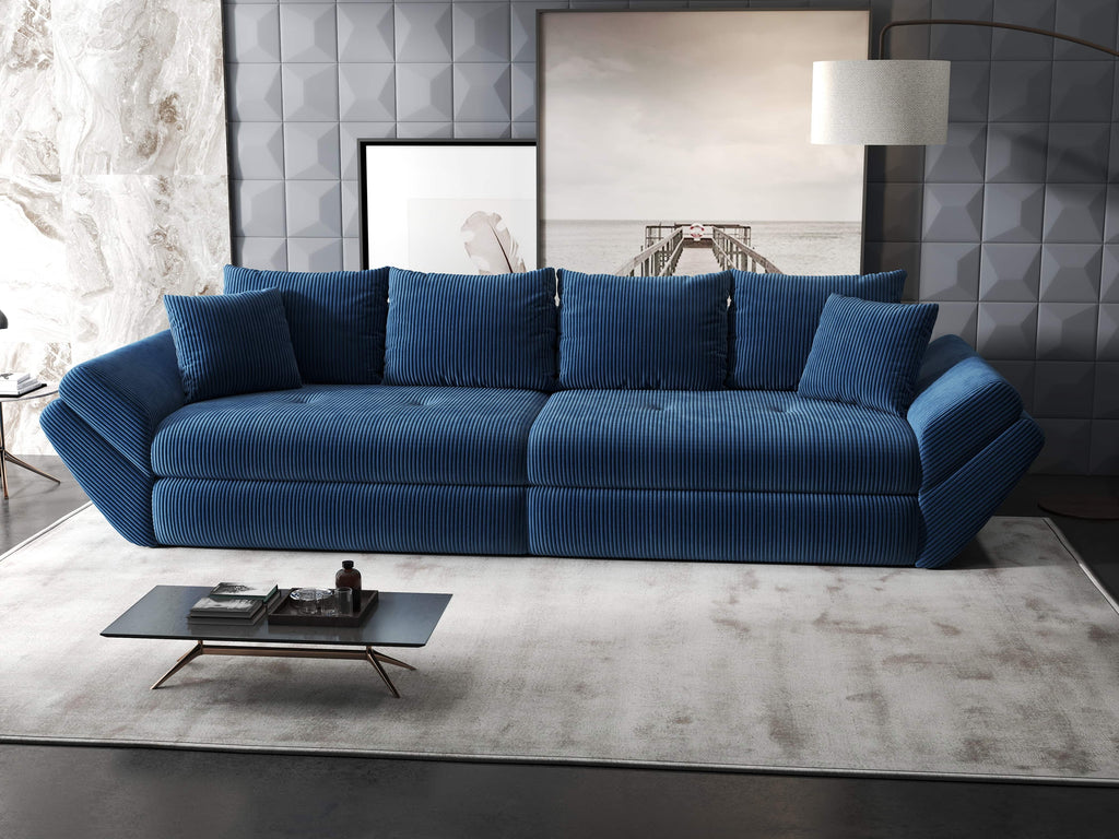 Canapea extensibilă dumonde cu ladă de depozitare si sezut confortabil din spuma high-density, Loana Zoom Albastru 300x100 cm