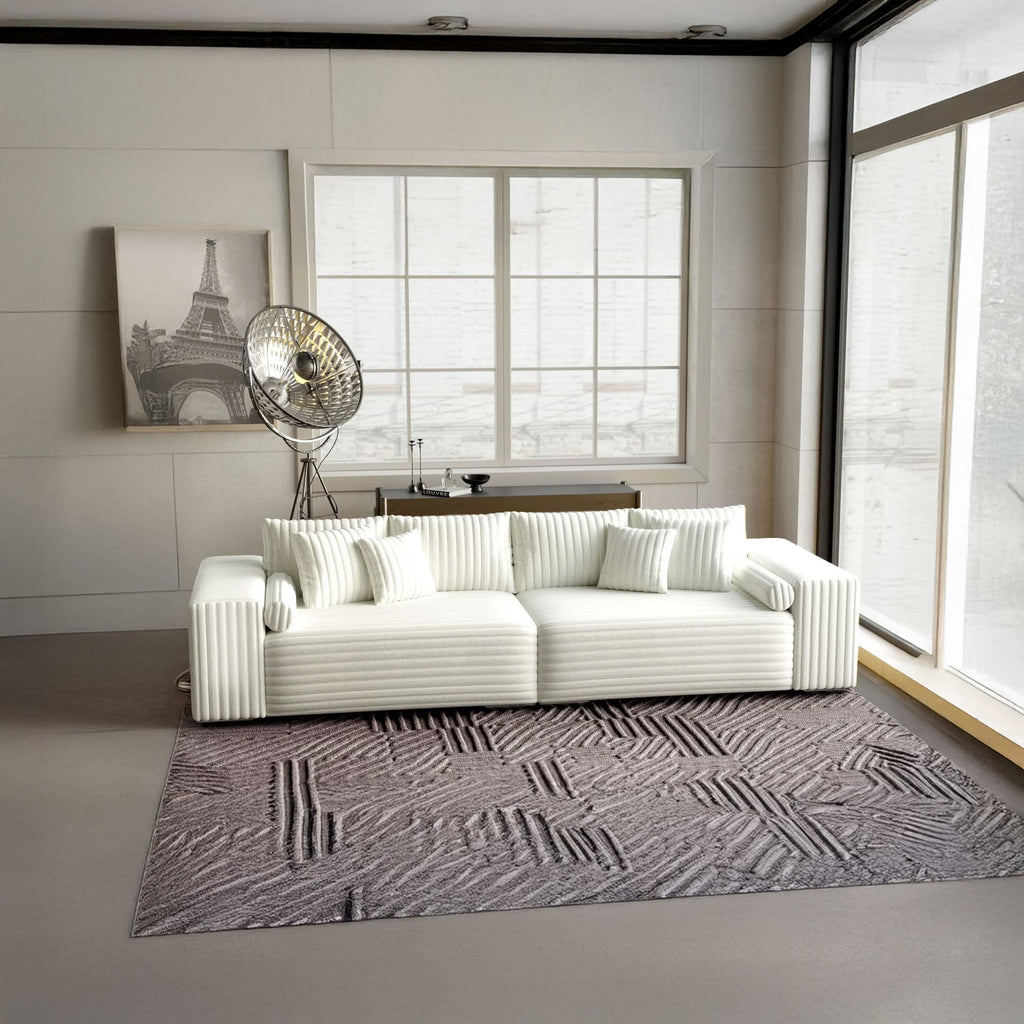 Canapea extensibilă dumonde cu ladă de depozitare si sezut confortabil din spuma high-density, Marbela Ambience Ivory XXL 295x100 cm