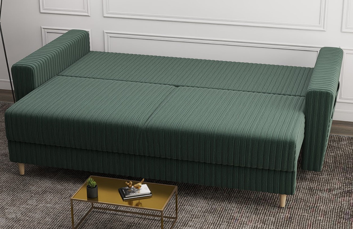 Canapea extensibilă dumonde cu ladă de depozitare si sezut confortabil din spuma high-density, Summer Ambience Verde 225x100 cm