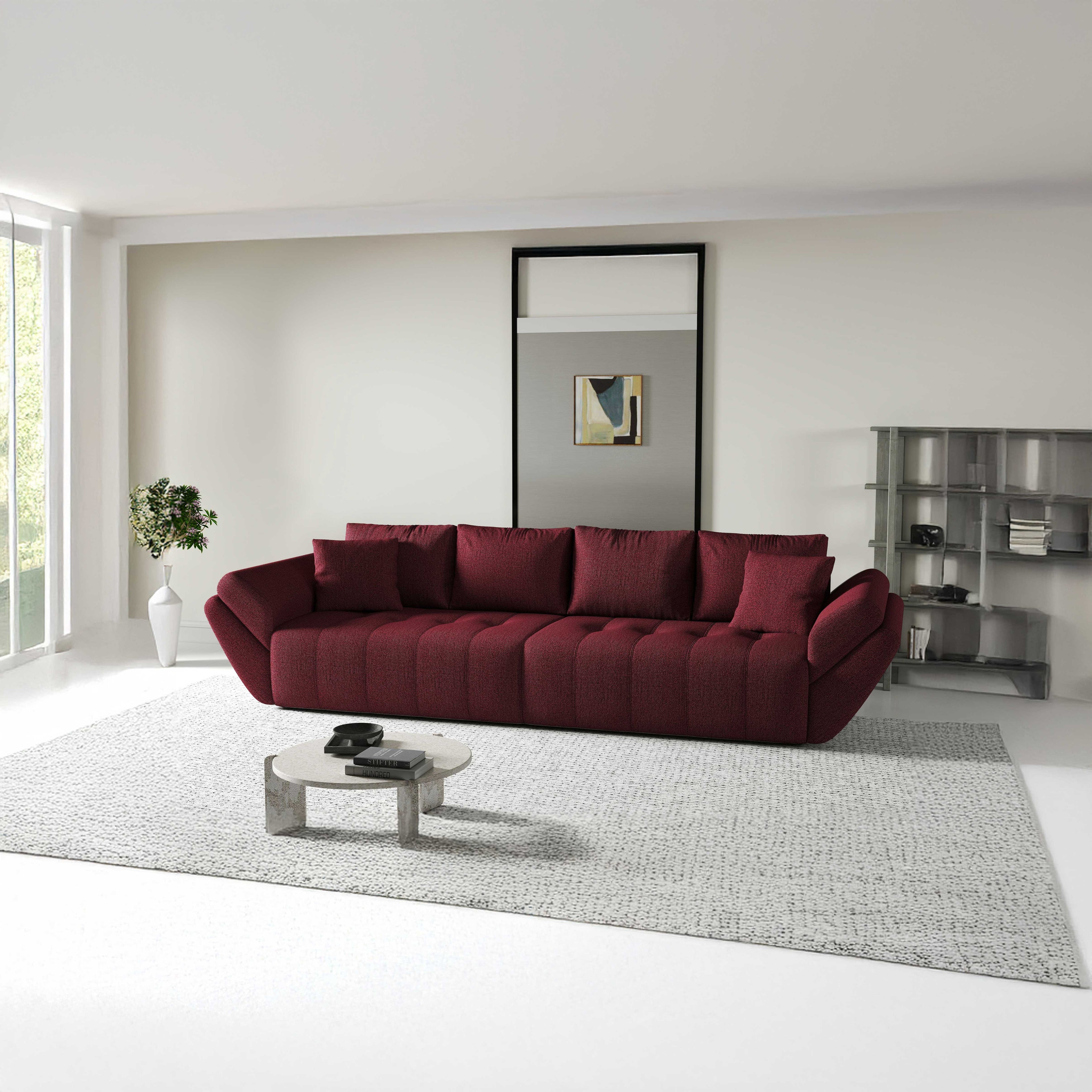 Canapea extensibilă dumonde cu ladă de depozitare si sezut confortabil din spuma high-density, Berlin Enjoy Red 300x100 cm