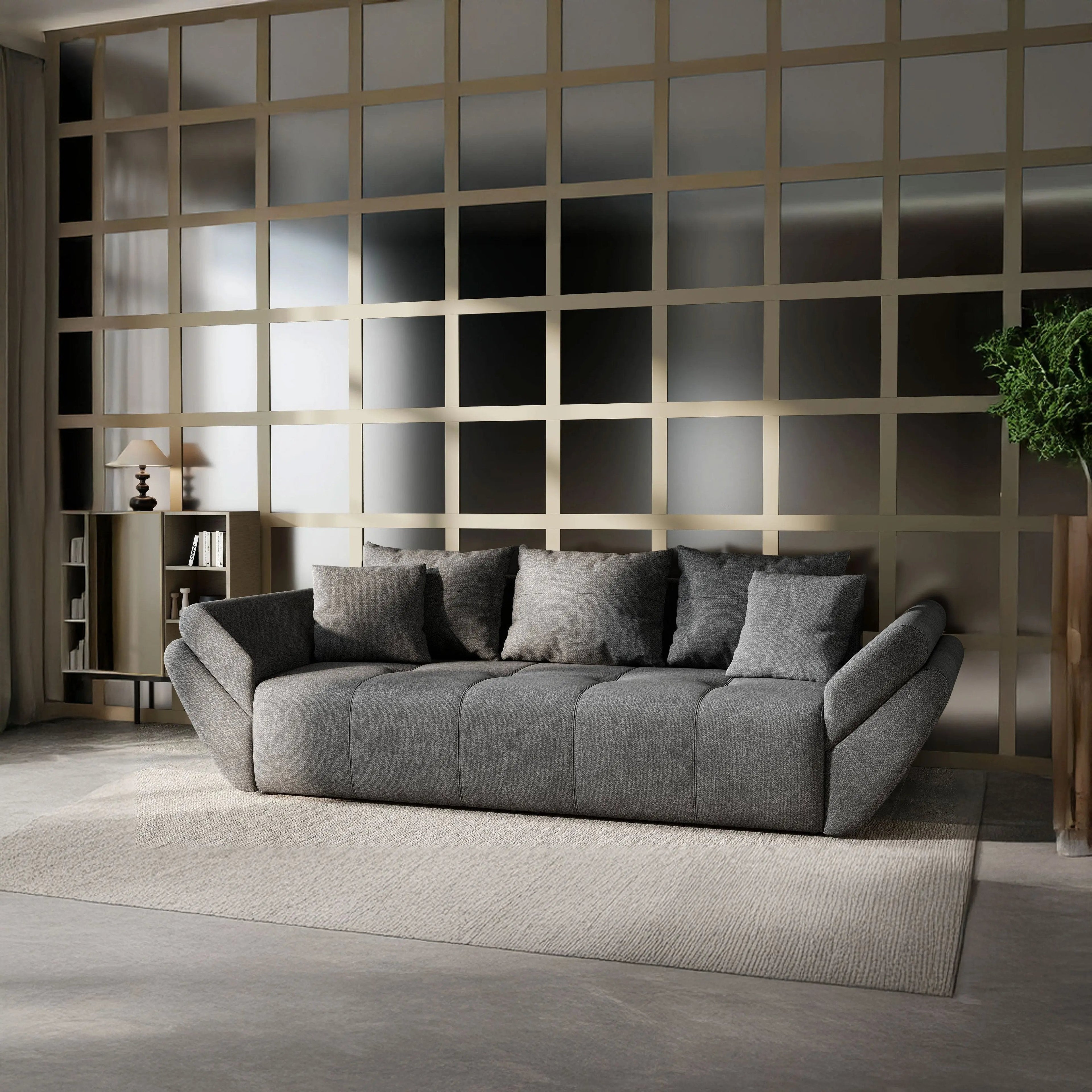 Canapea extensibilă dumonde cu ladă de depozitare si sezut confortabil din spuma high-density, Berlin Enjoy Kaki 250x100 cm