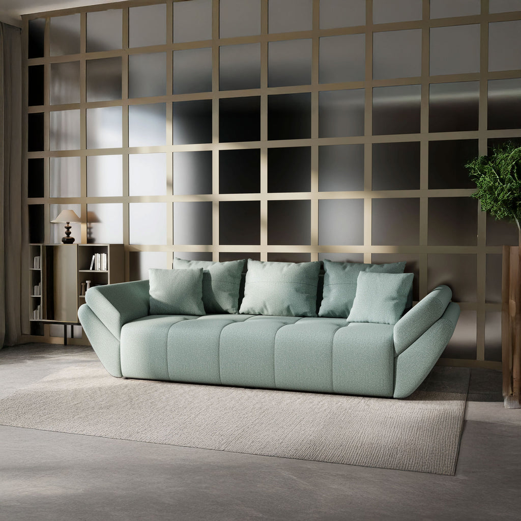 Canapea extensibilă dumonde cu ladă de depozitare si sezut confortabil din spuma high-density, Berlin Enjoy Mint 250x100 cm