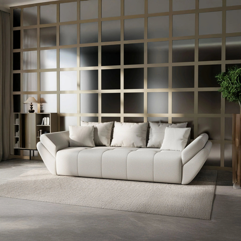 Canapea extensibilă dumonde cu ladă de depozitare si sezut confortabil din spuma high-density, Berlin Enjoy Bej 250x100 cm