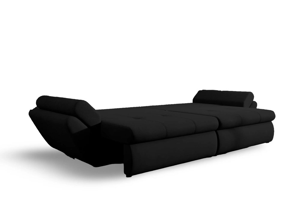 Canapea extensibilă dumonde cu ladă de depozitare si sezut confortabil din spuma high-density, Loana Euphoria Black 300x100 cm
