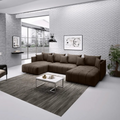 Colțar extensibil dumonde cu ladă de depozitare si sezut confortabil din spuma high-density, Malta U Enjoy Brown 340x185 cm