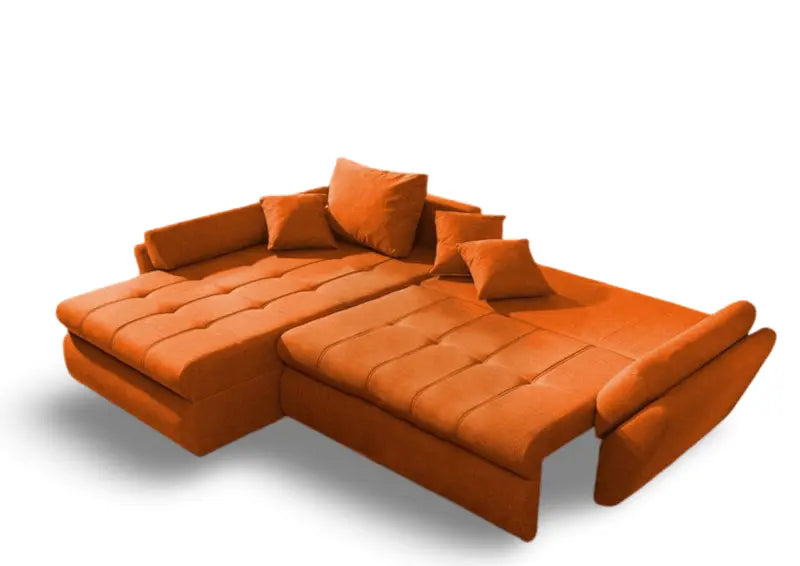 Colțar extensibil dumonde ladă de depozitare si sezut confortabil din spuma high-density, Loana Enjoy Orange 270x185 cm