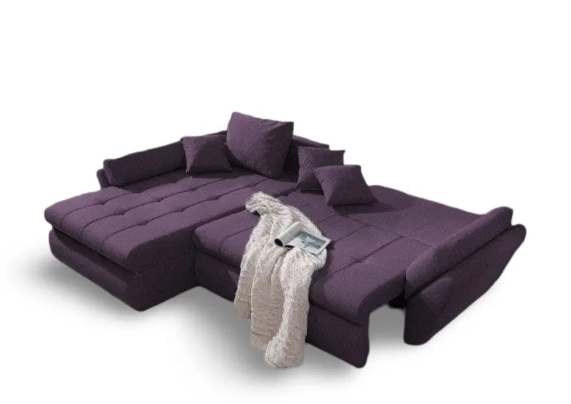 Colțar extensibil dumonde cu ladă de depozitare si sezut confortabil din spuma high-density, Loana Enjoy Lila 270x185 cm