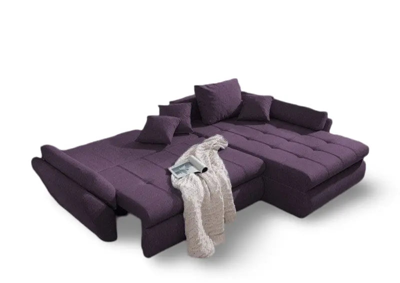 Colțar extensibil dumonde cu ladă de depozitare si sezut confortabil din spuma high-density, Loana Enjoy Lila II 270x185 cm