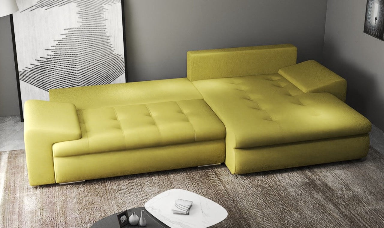 Colțar extensibil dumonde cu ladă de depozitare si sezut confortabil din spuma high-density, Leonardo Enjoy Verde 260x185 cm II