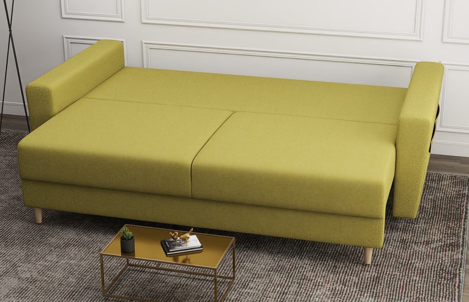 Canapea extensibilă dumonde cu ladă de depozitare si sezut confortabil din spuma high-density, Summer Enjoy Verde 225x100 cm