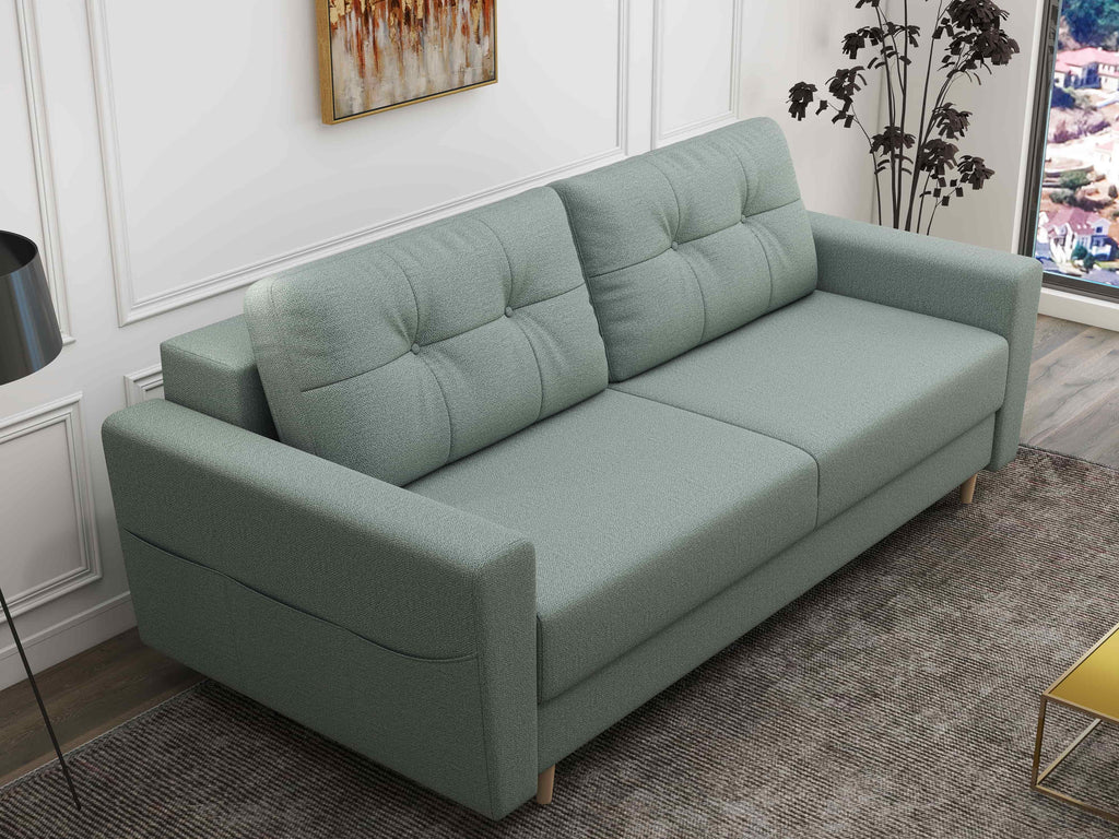 Canapea extensibilă dumonde cu ladă de depozitare si sezut confortabil din spuma high-density, Summer Enjoy Mint 225x100 cm