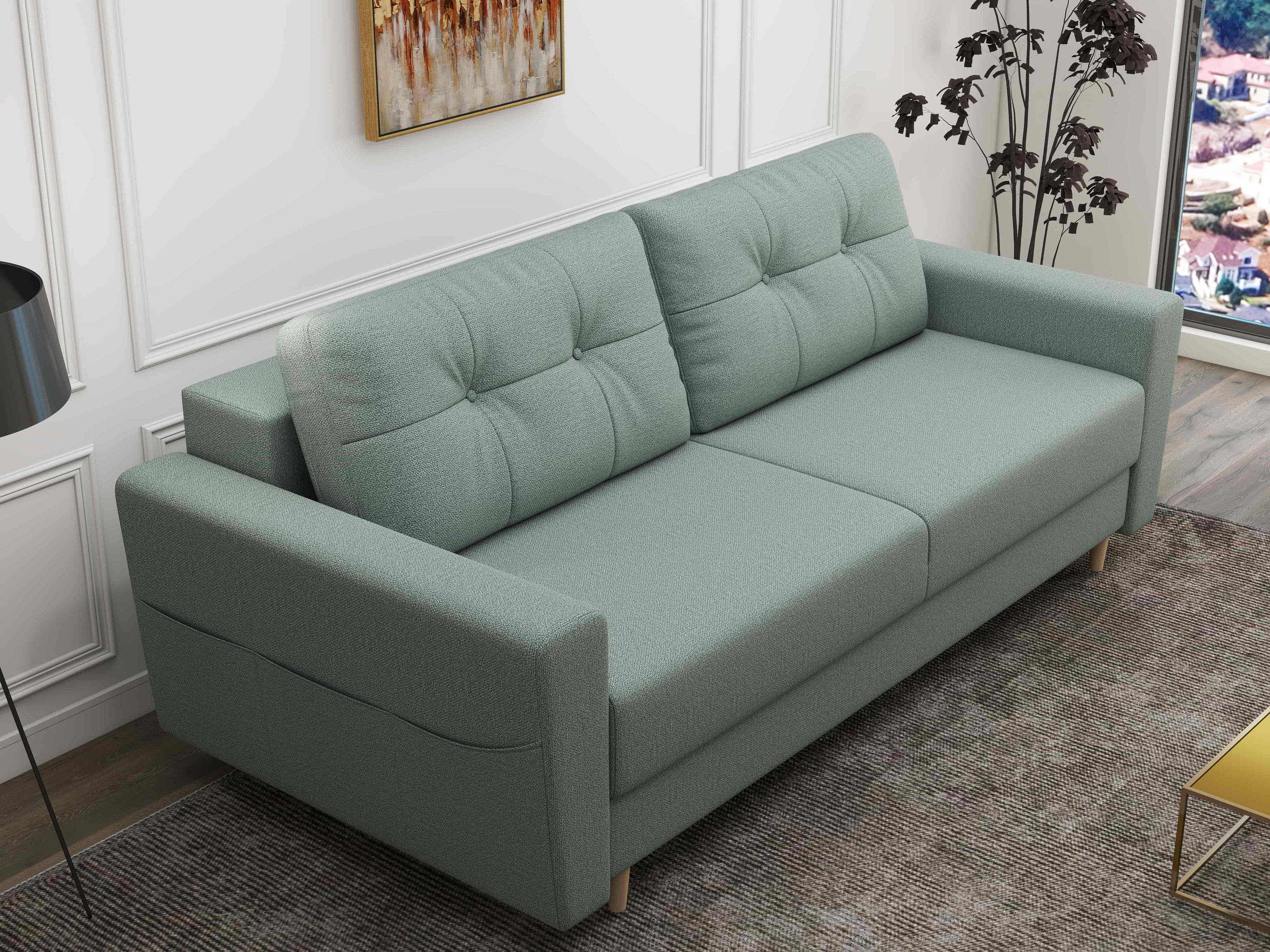 Canapea extensibilă dumonde cu ladă de depozitare si sezut confortabil din spuma high-density, Summer Enjoy Mint 225x100 cm