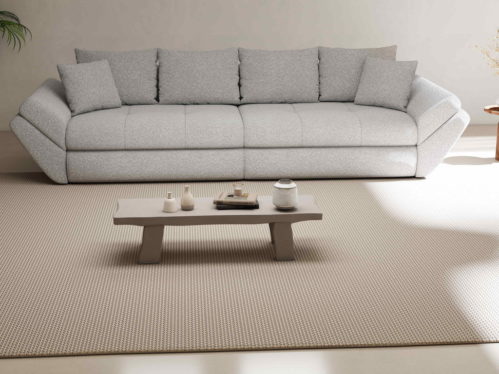 Canapea extensibilă dumonde cu ladă de depozitare si sezut confortabil din spuma high-density, Loana Euphoria Dove 300x100 cm