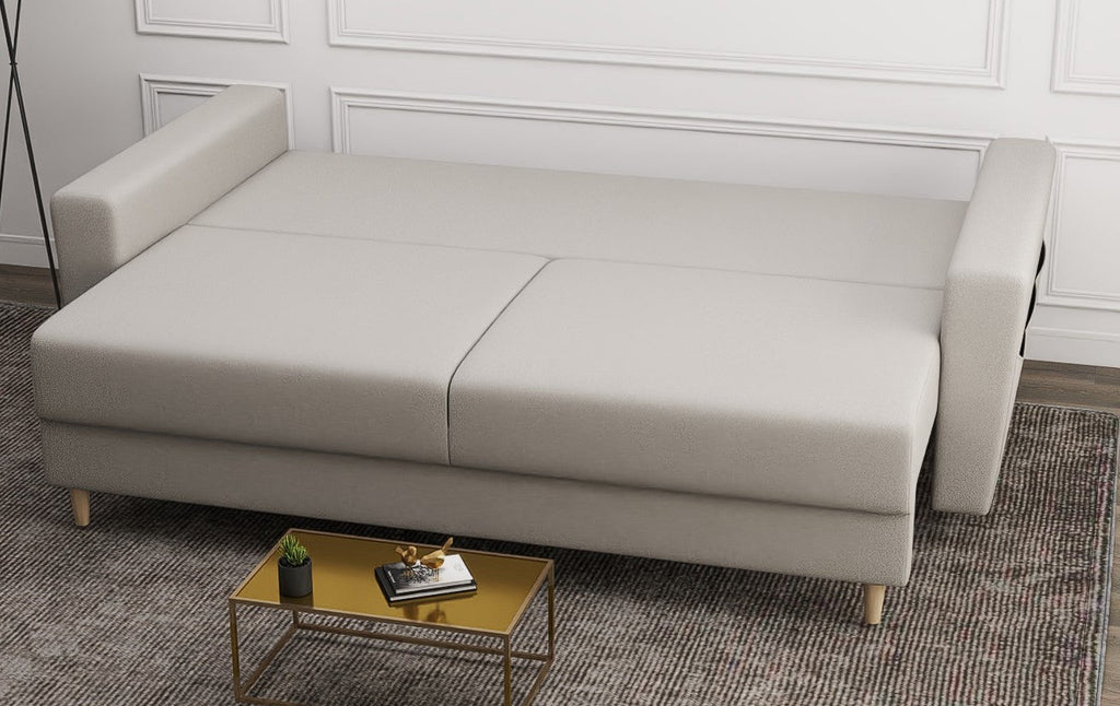Canapea extensibilă dumonde cu ladă de depozitare si sezut confortabil din spuma high-density, Summer Enjoy Bej 225x100 cm