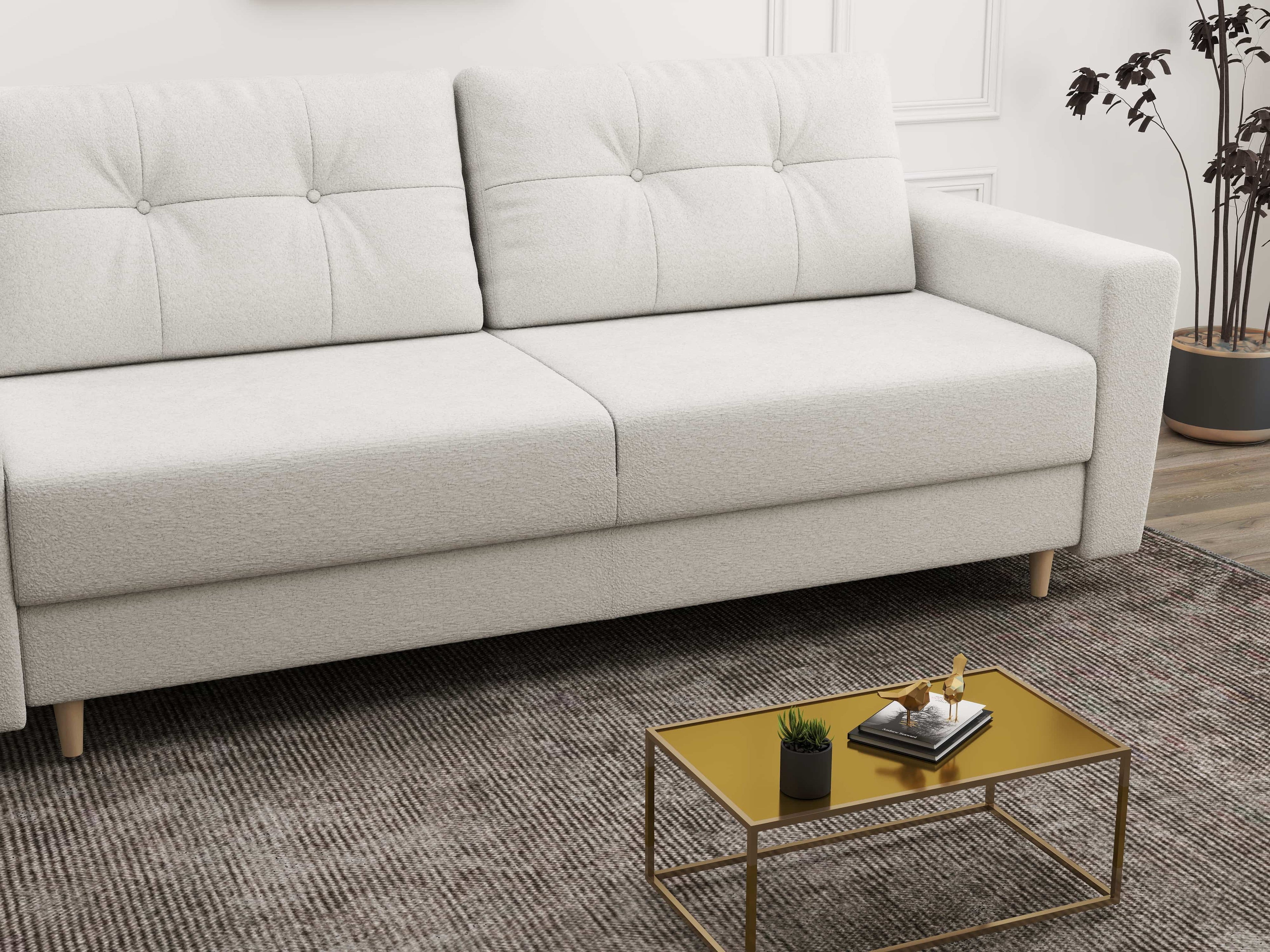 Canapea extensibilă dumonde cu ladă de depozitare si sezut confortabil din spuma high-density, Summer Euphoria Ivory 225x100 cm