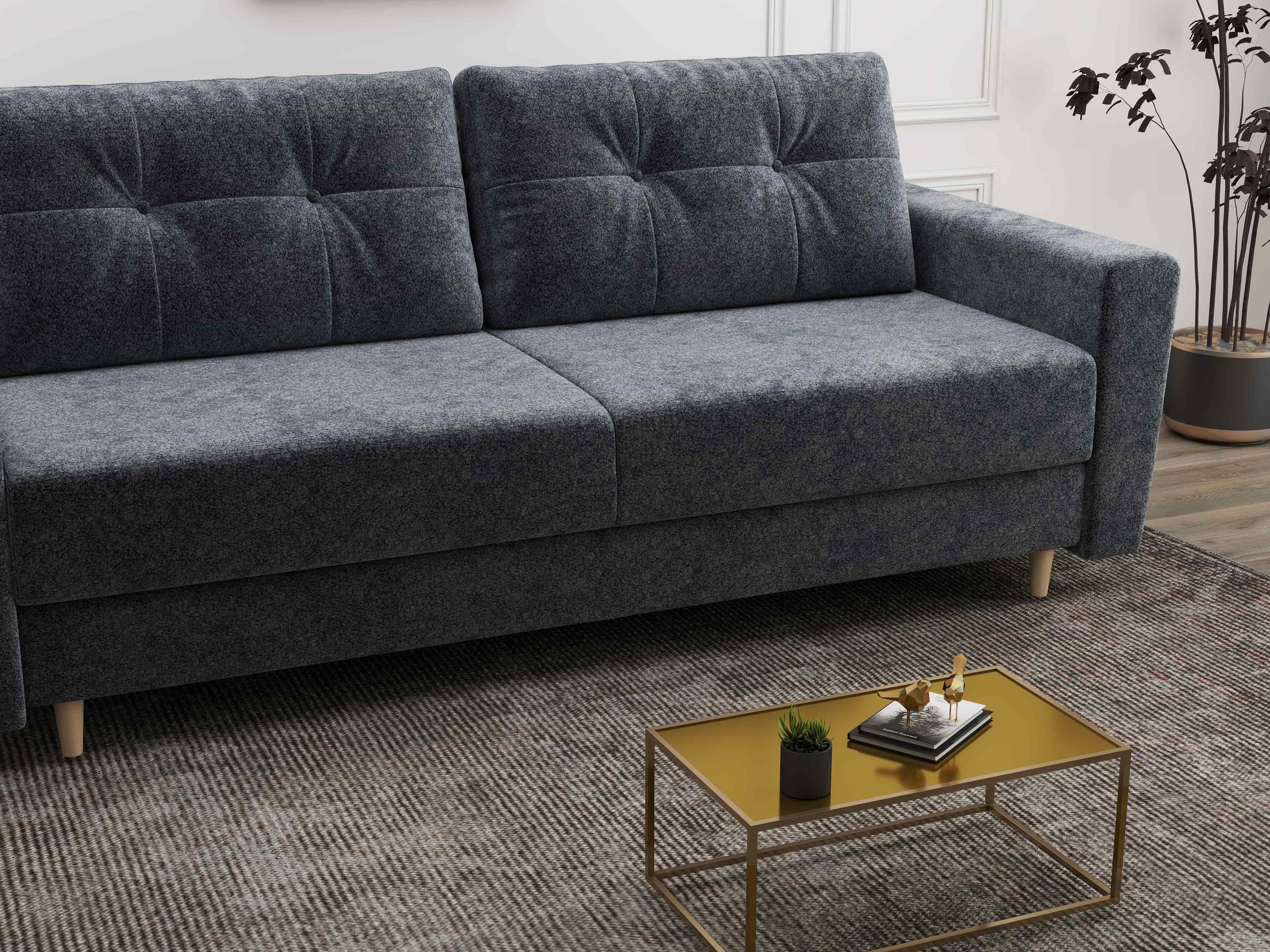 Canapea extensibilă dumonde cu ladă de depozitare si sezut confortabil din spuma high-density, Summer Euphoria Grafit 225x100 cm