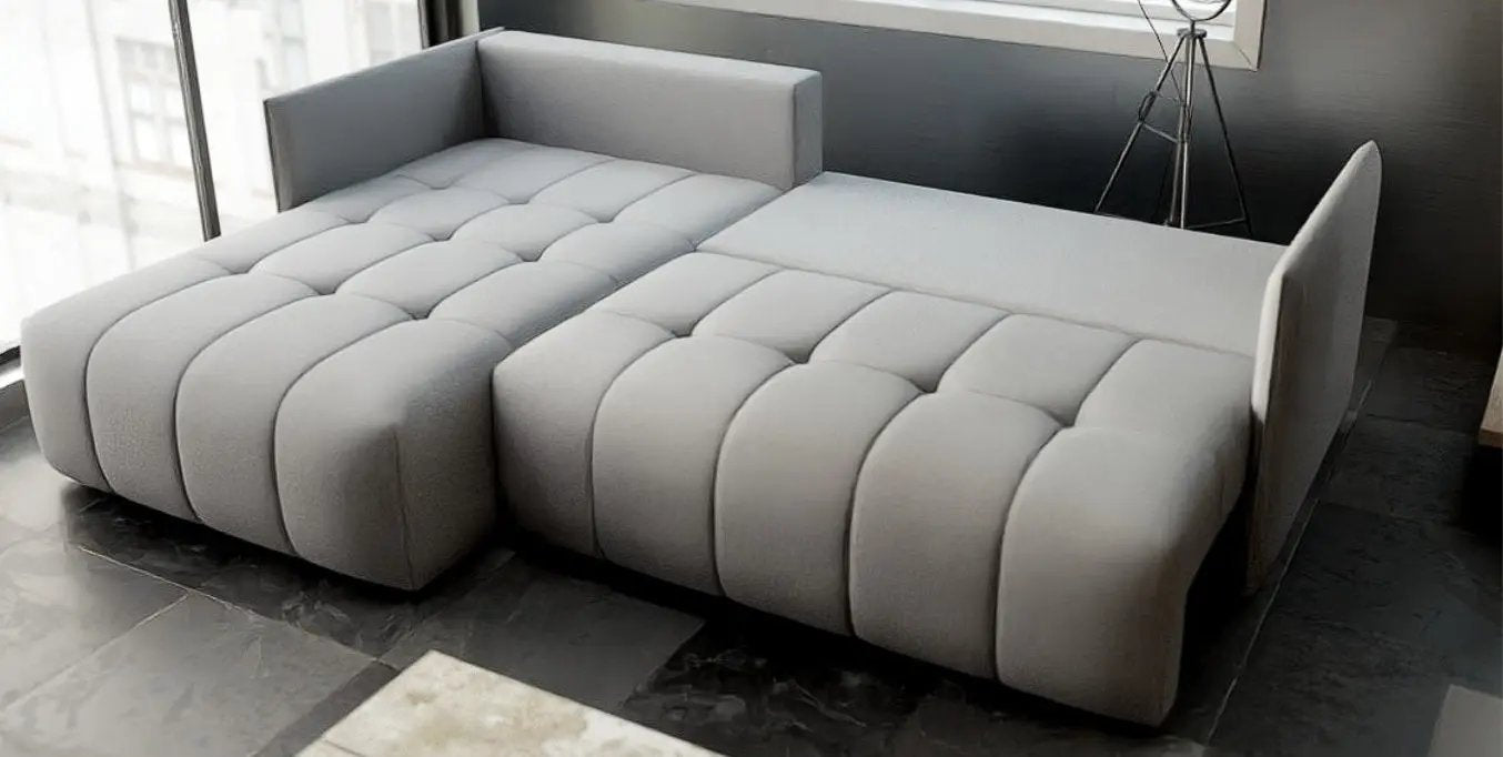 Colțar extensibil dumonde cu ladă de depozitare si sezut confortabil din spuma high-density, Malta Enjoy Silver 235x185 cm