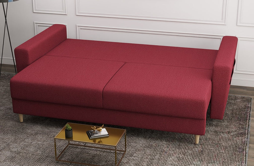 Canapea extensibilă dumonde cu ladă de depozitare si sezut confortabil din spuma high-density, Summer Enjoy Rosu 225x100 cm