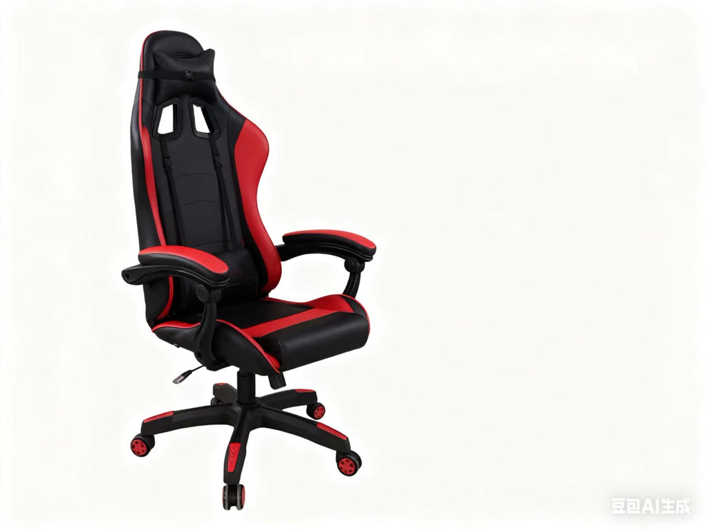 Scaun gaming Dumonde EXODUS, mecanism multifuncțional, ecopiele, suport picioare, rosu/negru