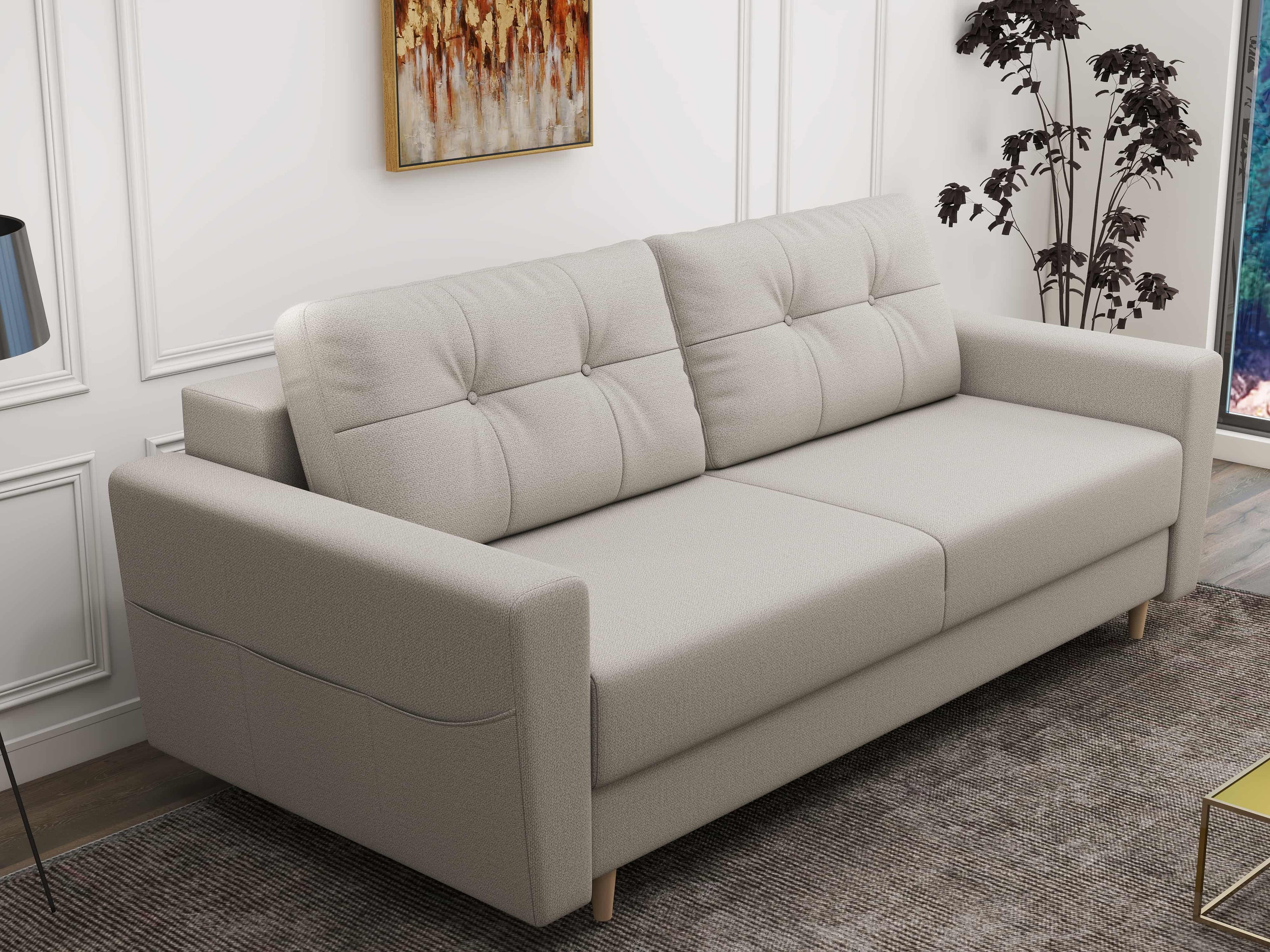 Canapea extensibilă dumonde cu ladă de depozitare si sezut confortabil din spuma high-density, Summer Enjoy Bej 225x100 cm
