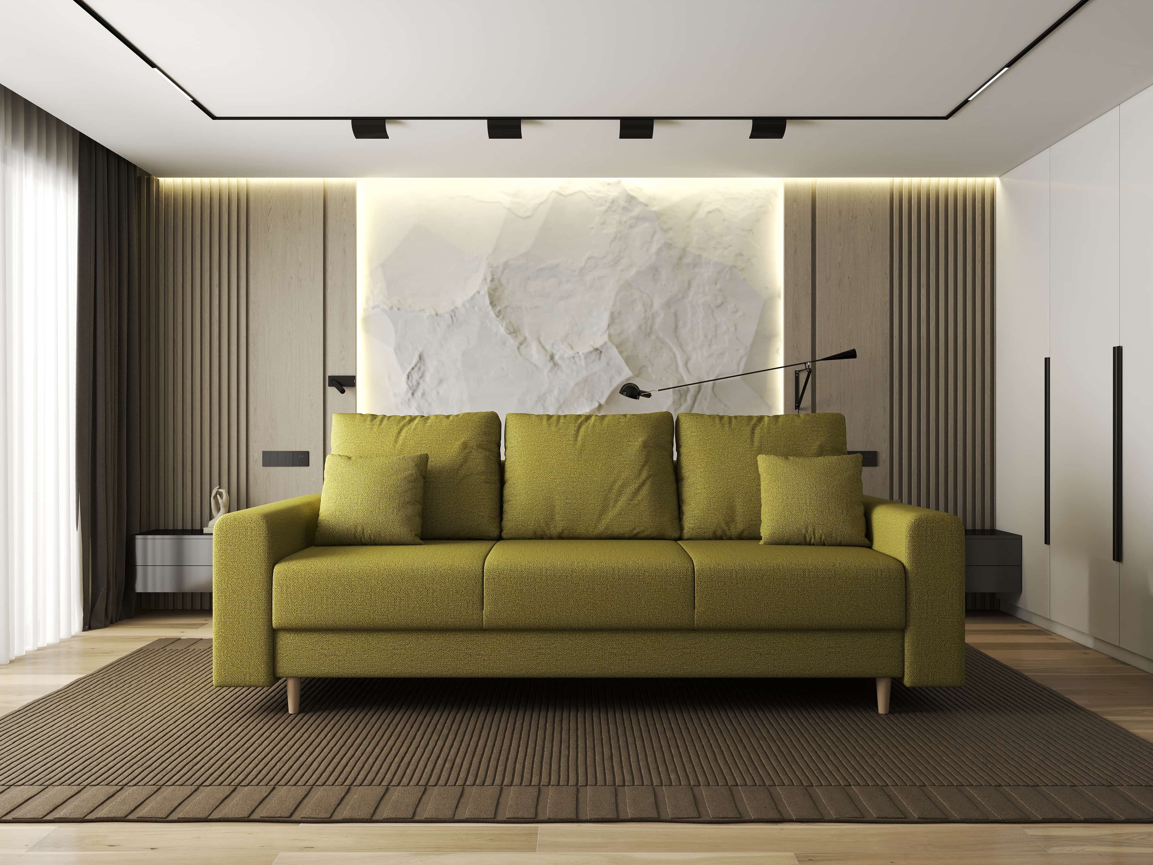 Canapea extensibilă dumonde cu ladă de depozitare si sezut confortabil din spuma high-density, Kronos Enjoy Verde 210x100 cm