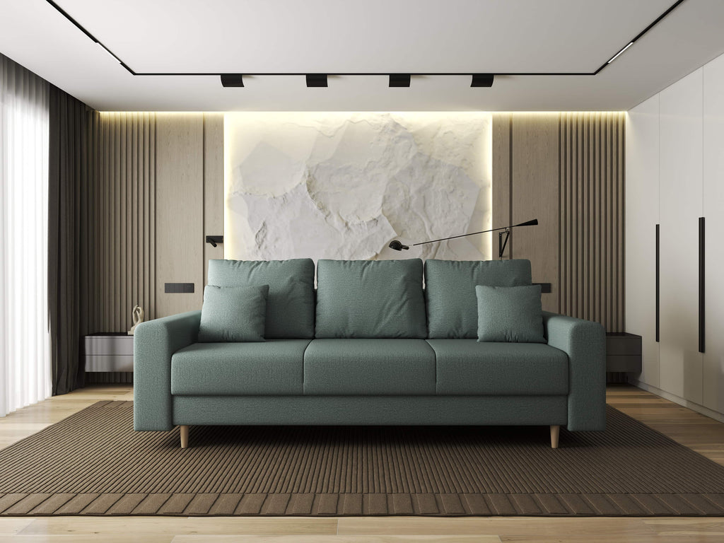 Canapea extensibilă dumonde cu ladă de depozitare si sezut confortabil din spuma high-density, Kronos Enjoy Mint 210x100 cm