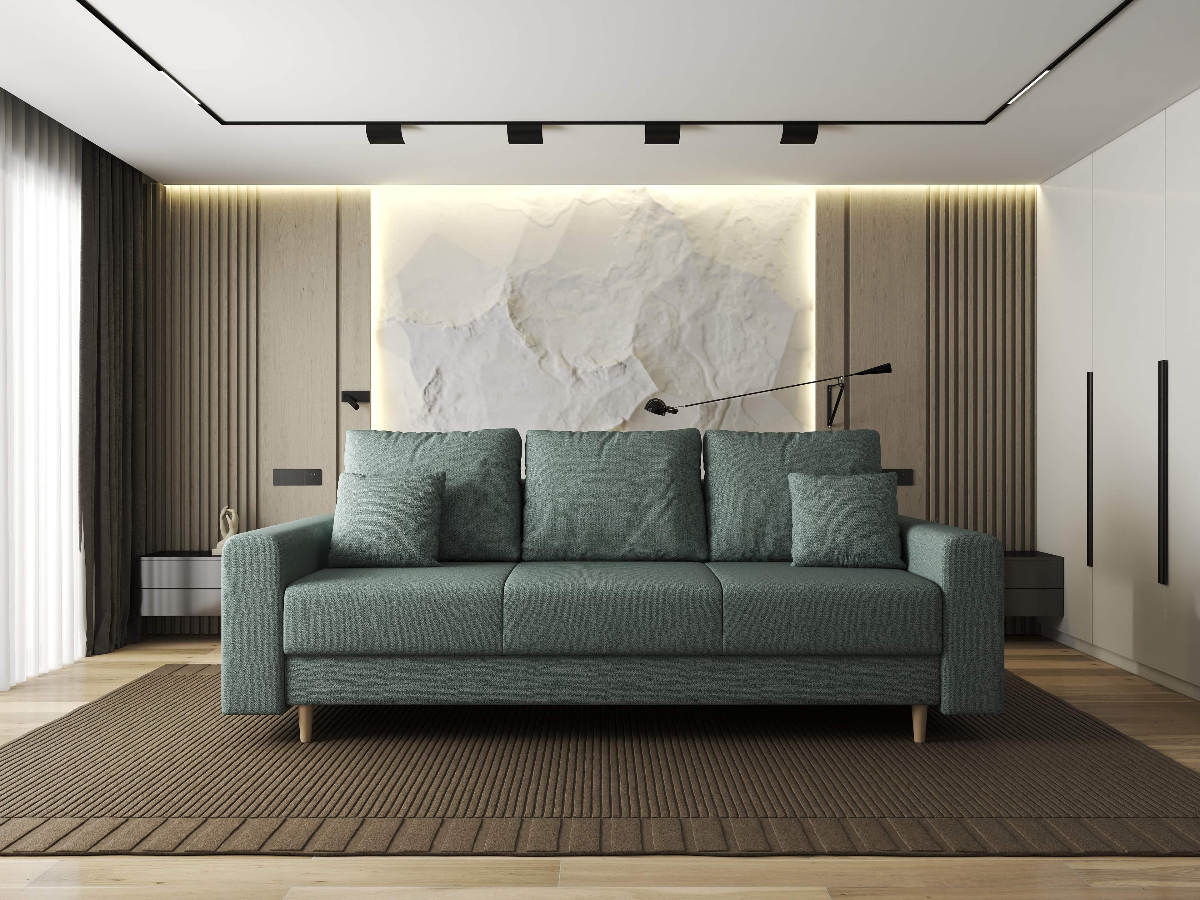 Canapea extensibilă dumonde cu ladă de depozitare si sezut confortabil din spuma high-density, Kronos Enjoy Mint 210x100 cm