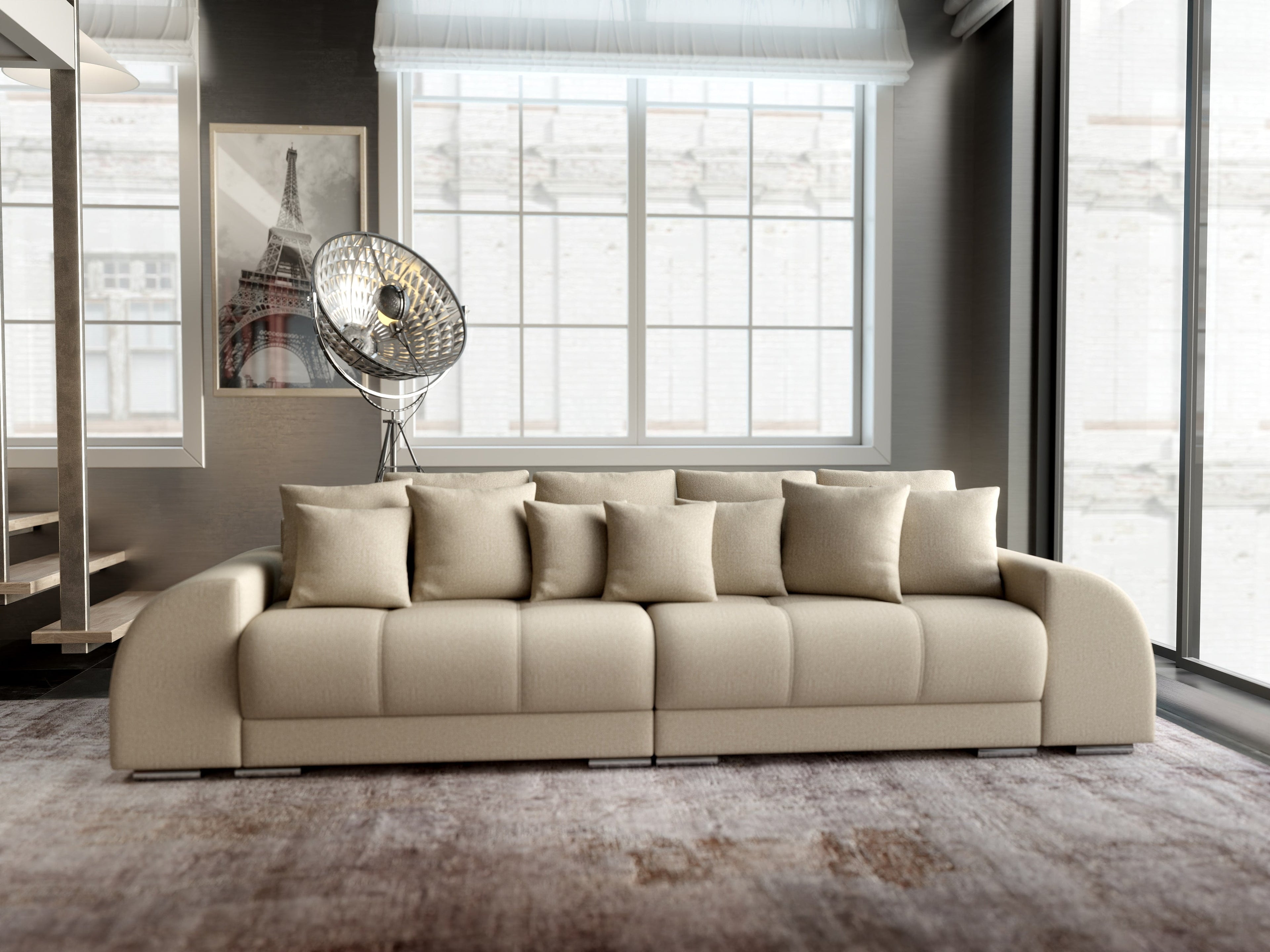 Canapea extensibilă dumonde cu 2 lăzi de depozitare si sezut confortabil din spuma high-density, Verona Enjoy Camel 310x100 cm