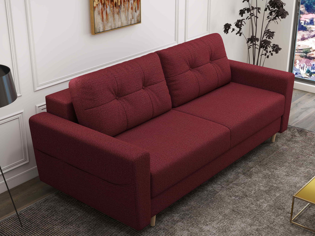 Canapea extensibilă dumonde cu ladă de depozitare si sezut confortabil din spuma high-density, Summer Enjoy Rosu 225x100 cm