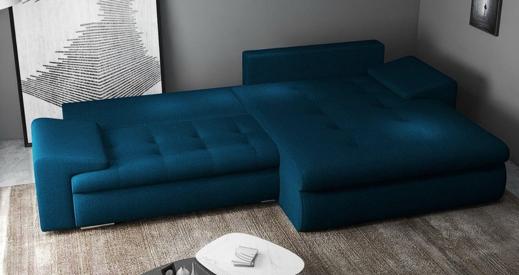 Colțar extensibil dumonde cu ladă de depozitare si sezut confortabil din spuma high-density, Leonardo Enjoy Petrol 260x185 cm II