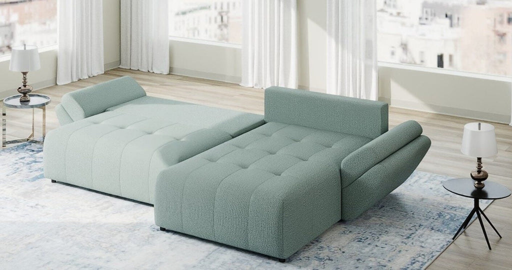 Colțar extensibil dumonde cu ladă de depozitare si sezut confortabil din spuma high-density, Berlin Enjoy Mint 280x185 cm II