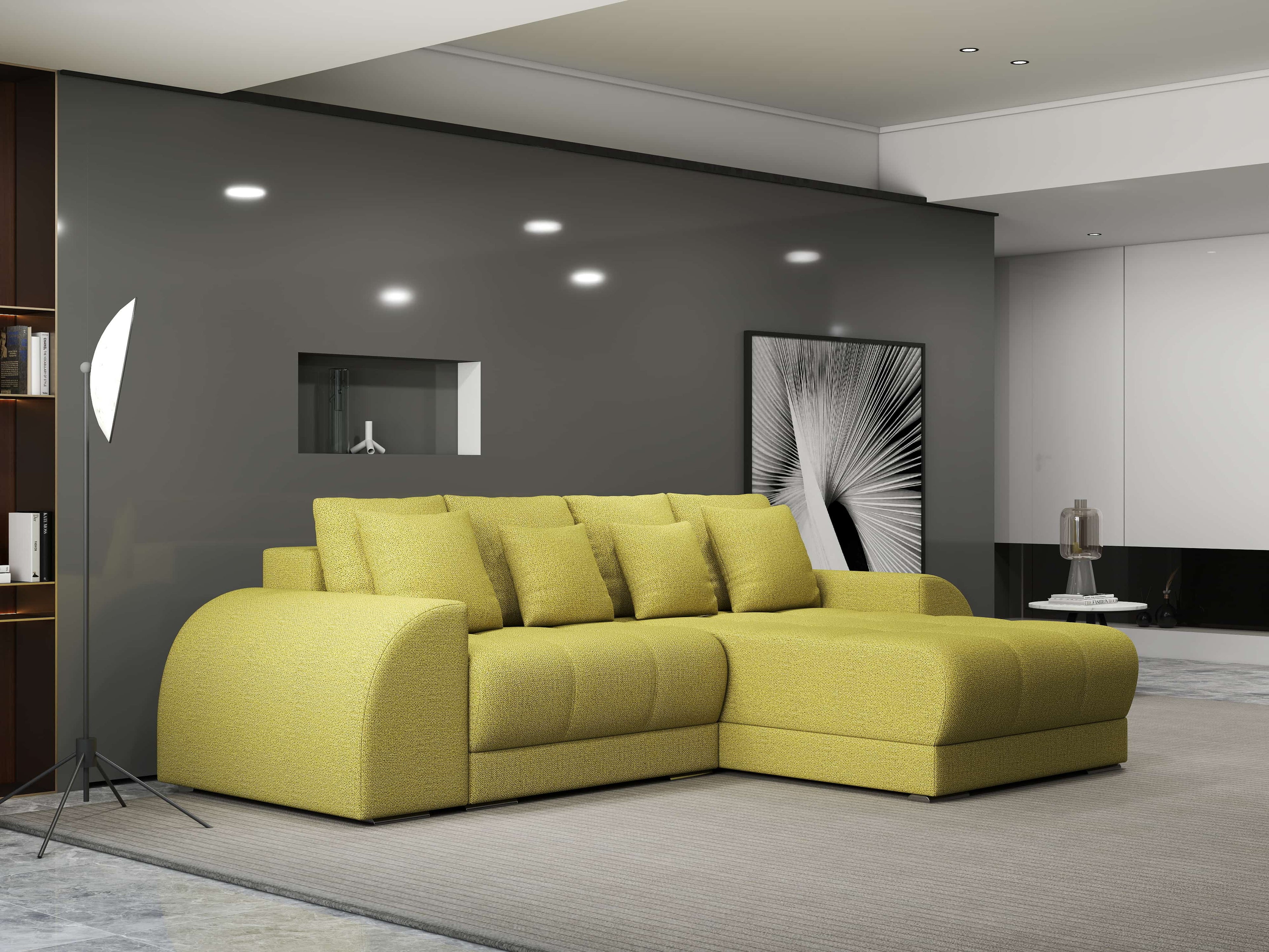 Colțar extensibil dumonde cu ladă de depozitare si sezut confortabil din spuma high-density, Verona Enjoy Verde II 290x185 cm