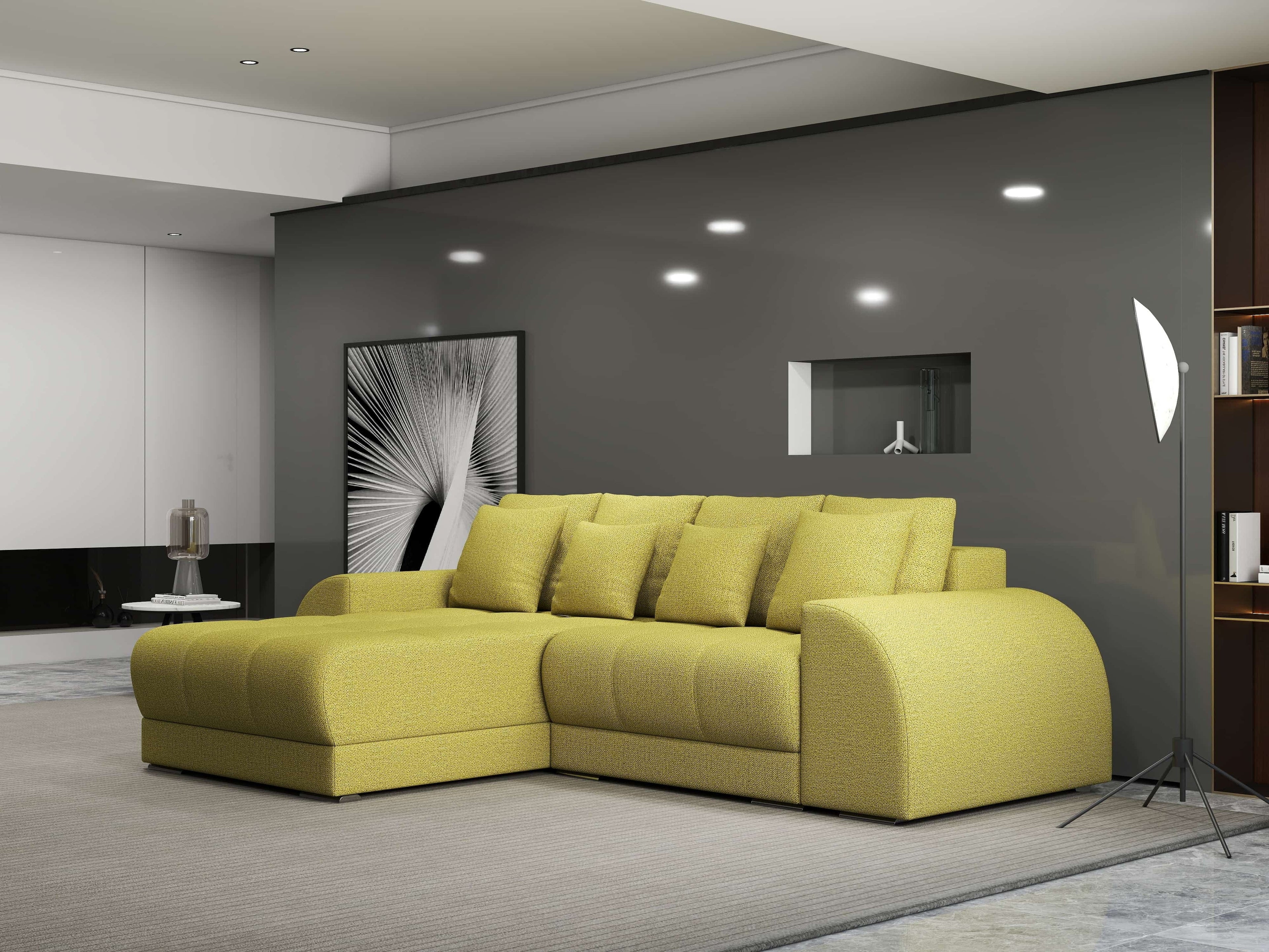 Colțar extensibil dumonde cu ladă de depozitare si sezut confortabil din spuma high-density, Verona Enjoy Verde 290x185 cm