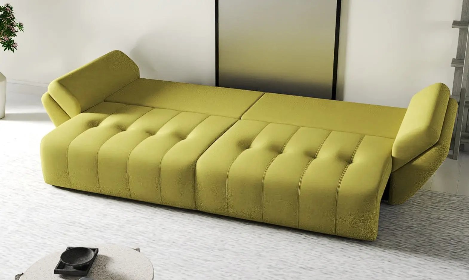 Canapea extensibilă dumonde cu ladă de depozitare si sezut confortabil din spuma high-density, Berlin Enjoy Green 300x100 cm
