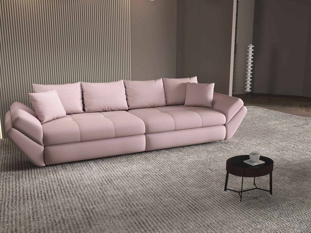 Canapea extensibilă dumonde cu ladă de depozitare si sezut confortabil din spuma high-density, Loana Enjoy Roz 300x100 cm