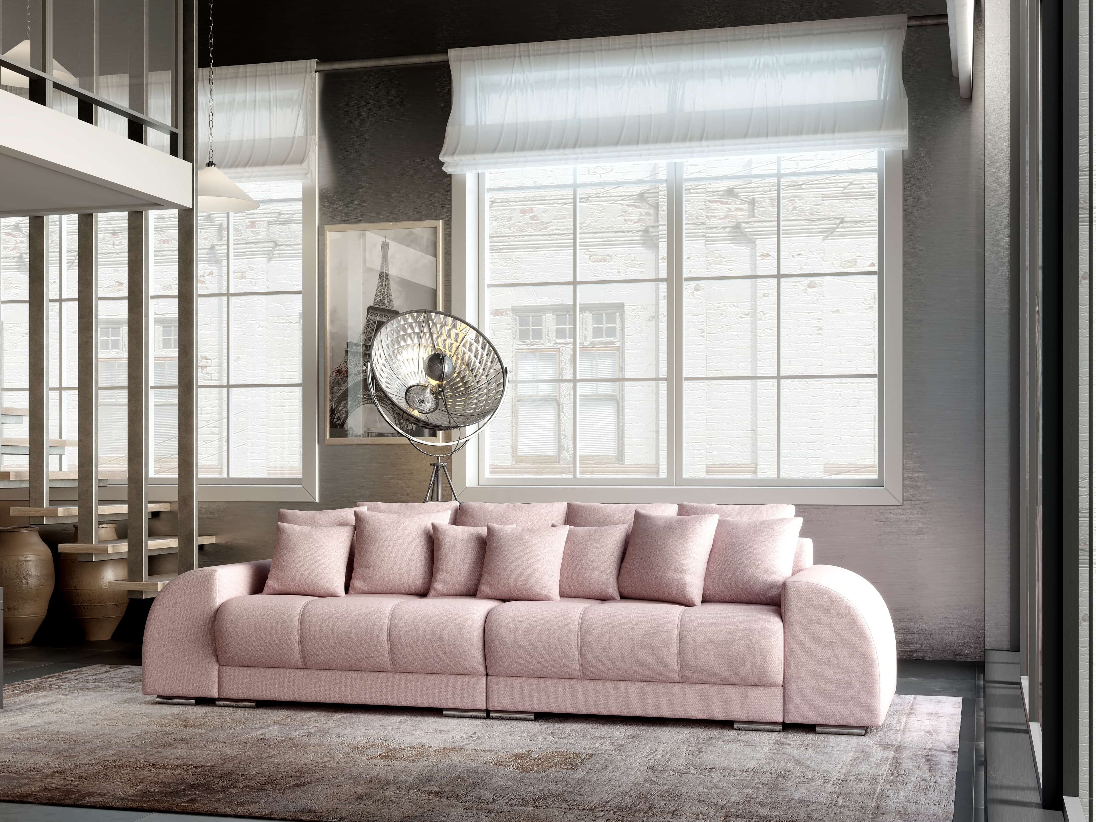 Canapea extensibilă dumonde cu 2 lăzi de depozitare si sezut confortabil din spuma high-density, Verona Enjoy Flamingo 310x100 cm