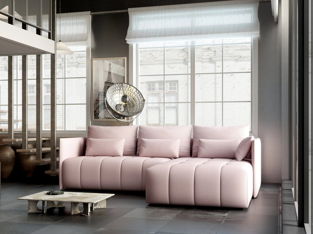 Colțar extensibil dumonde cu ladă de depozitare si sezut confortabil din spuma high-density, Malta Enjoy Flamingo II 235x185 cm