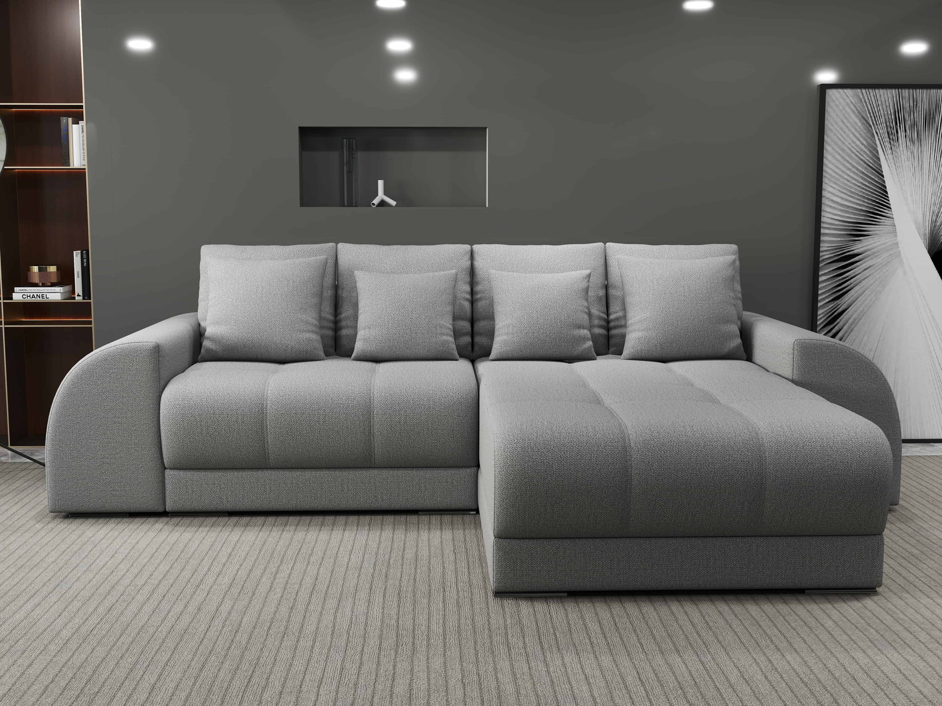 Colțar extensibil dumonde cu ladă de depozitare si sezut confortabil din spuma high-density, Verona Enjoy Gri II 290x185 cm