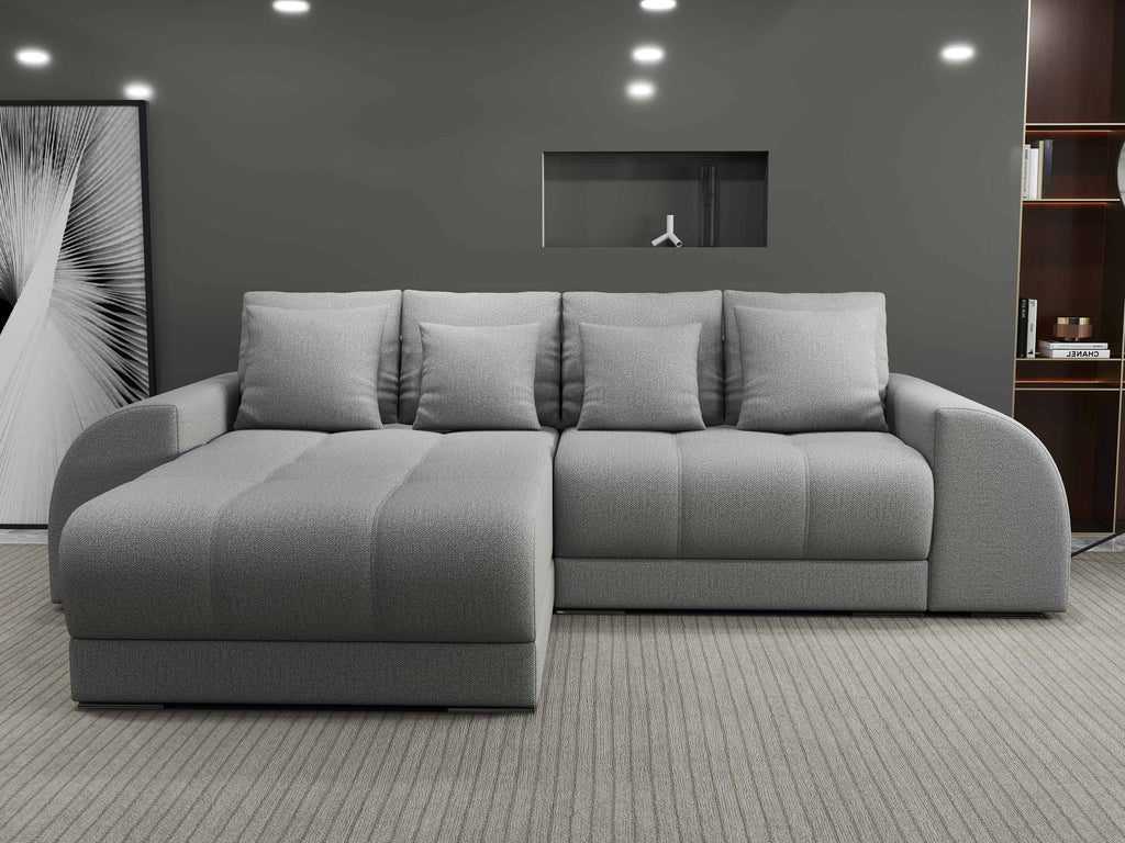 Colțar extensibil dumonde cu ladă de depozitare si sezut confortabil din spuma high-density, Verona Enjoy Gri 290x185 cm