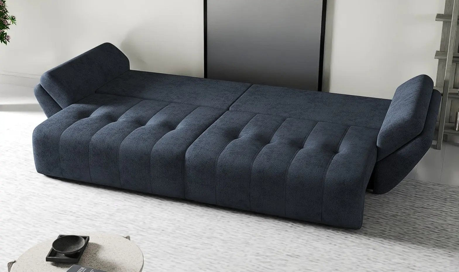 Canapea extensibilă dumonde cu ladă de depozitare si sezut confortabil din spuma high-density, Berlin Antracit 300x100 cm