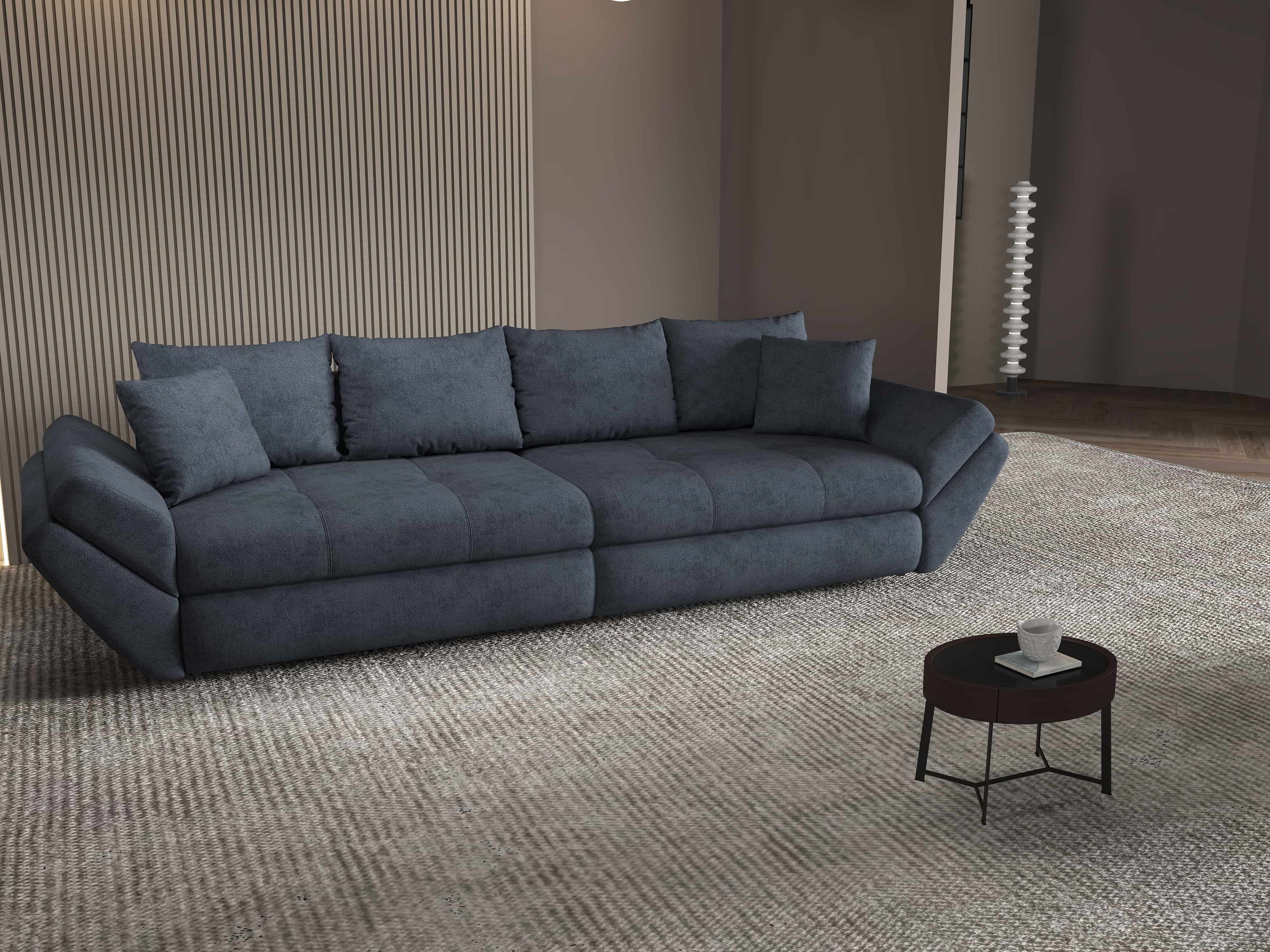 Canapea extensibilă dumonde cu ladă de depozitare si sezut confortabil din spuma high-density, Loana Enjoy Antracit 300x100 cm