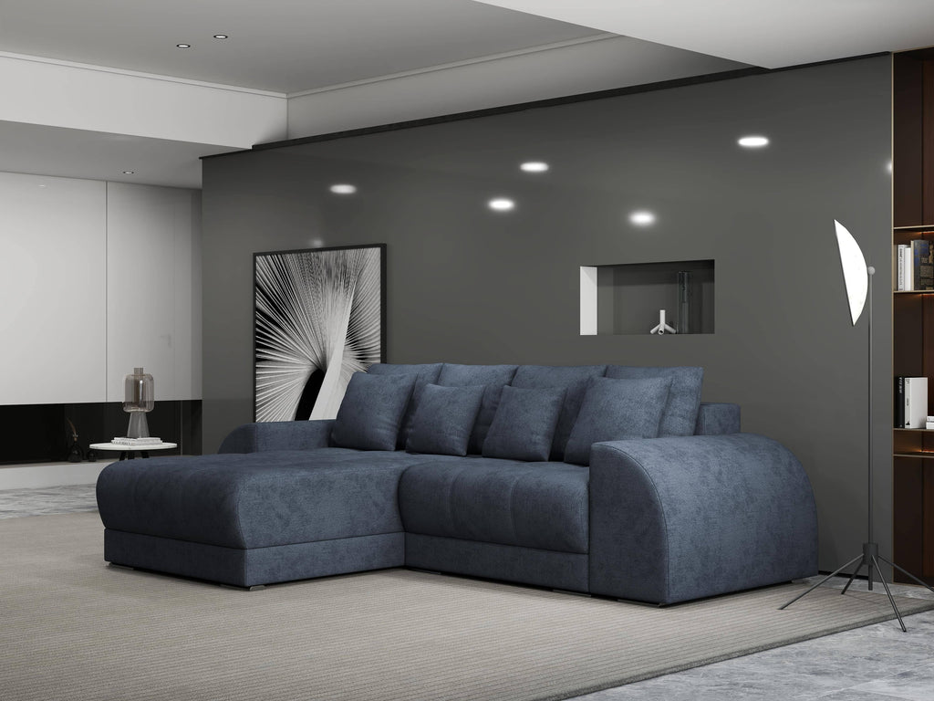 Colțar extensibil dumonde cu ladă de depozitare si sezut confortabil din spuma high-density, Verona Enjoy Antracit 290x185 cm