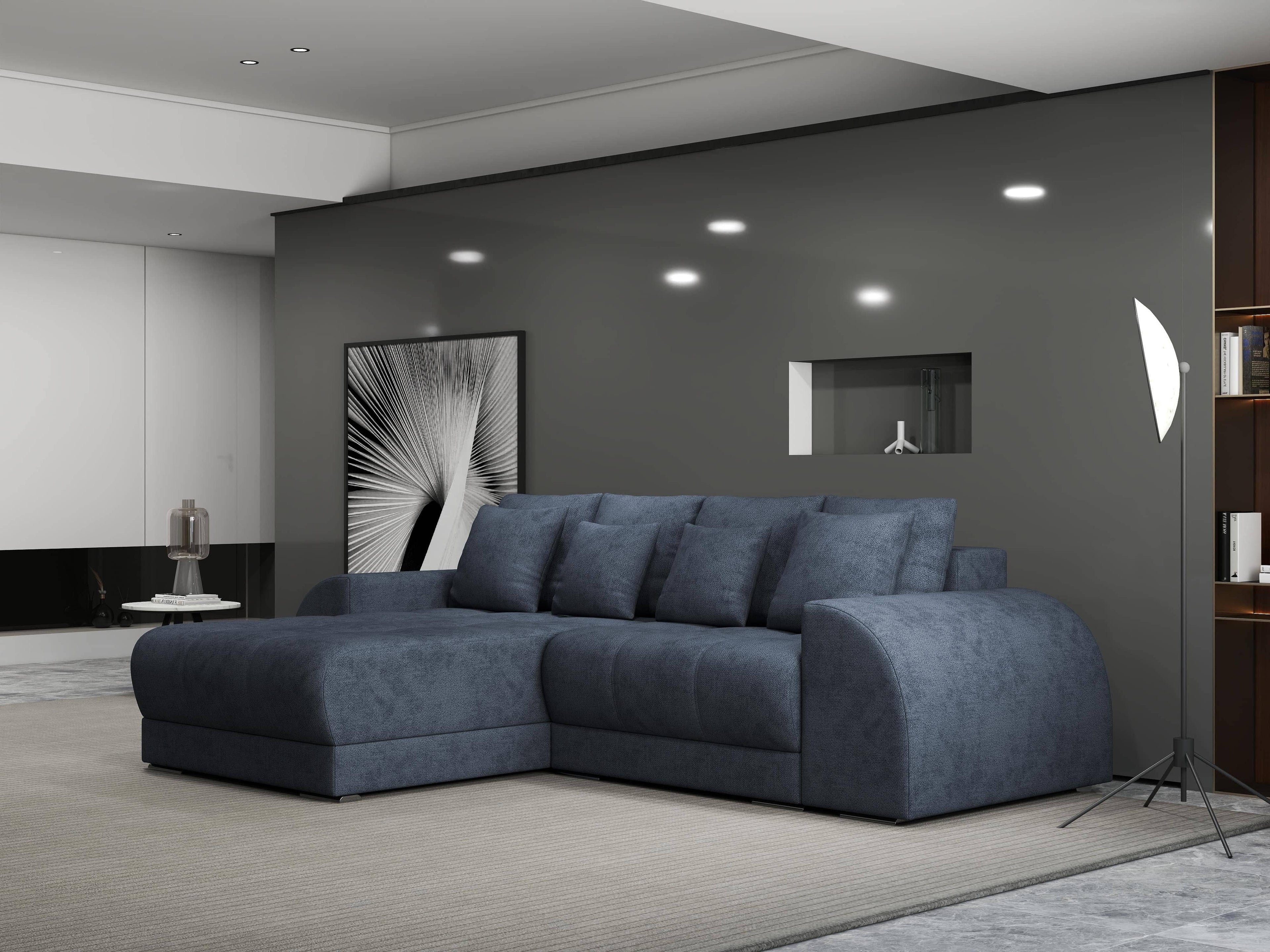 Colțar extensibil dumonde cu ladă de depozitare si sezut confortabil din spuma high-density, Verona Enjoy Antracit 290x185 cm