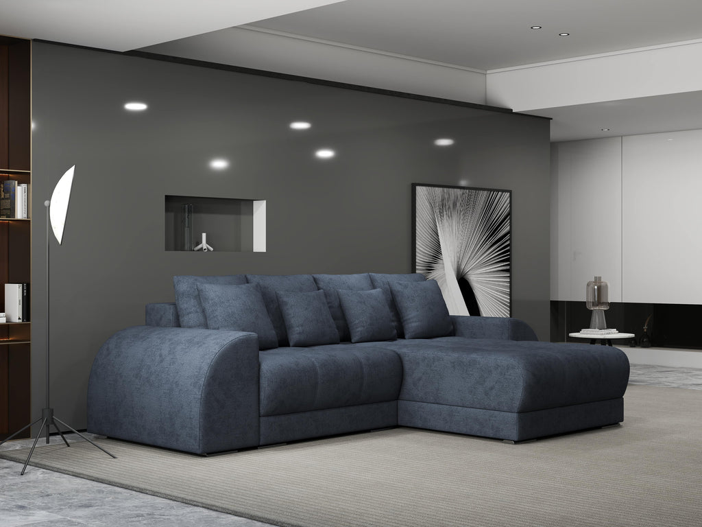 Colțar extensibil dumonde cu ladă de depozitare si sezut confortabil din spuma high-density, Verona Enjoy Antracit II 290x185 cm