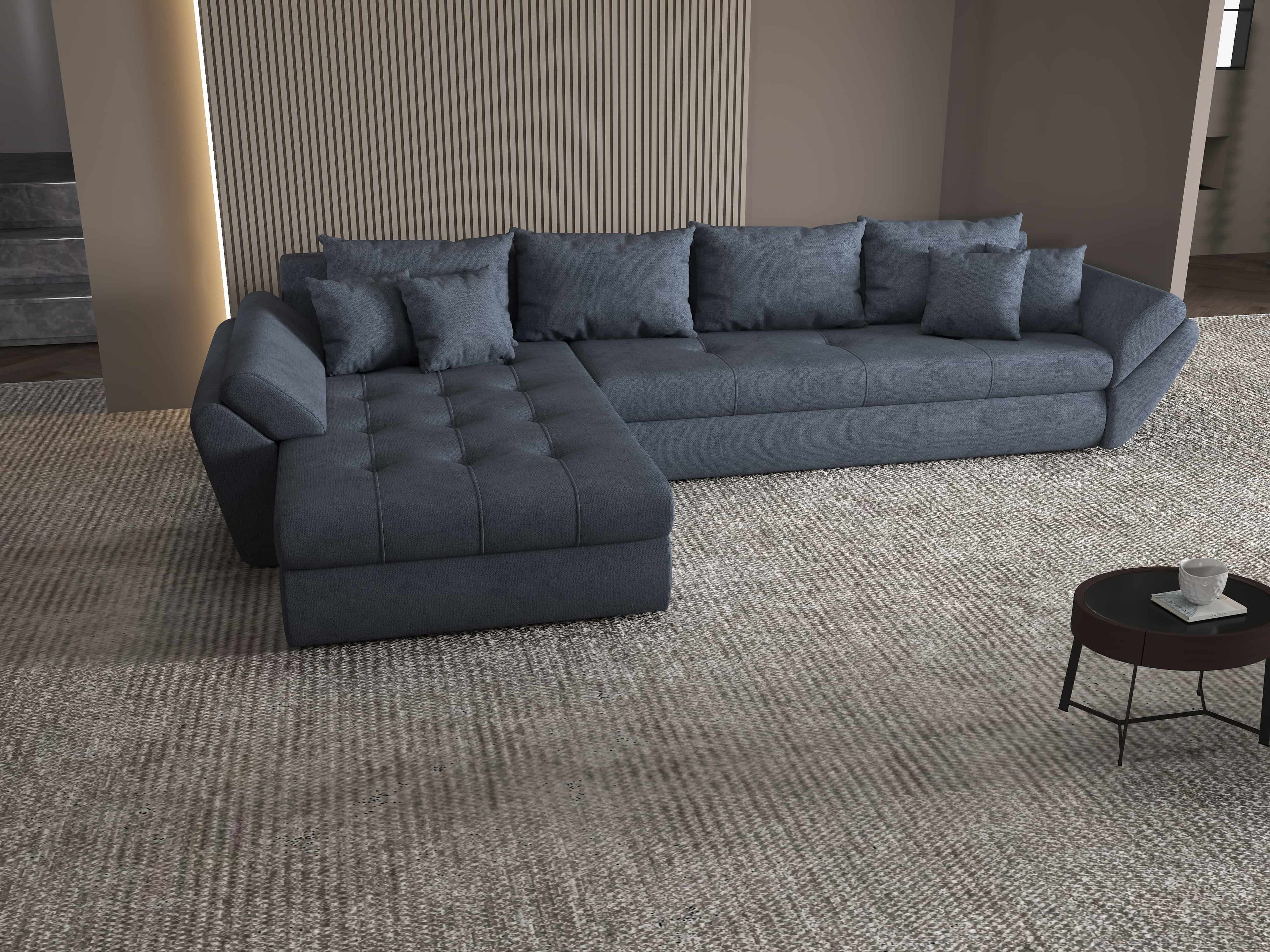 Colțar extensibil dumonde cu ladă de depozitare si sezut confortabil din spuma high-density, Loana XL Enjoy Antracit 335x185 cm
