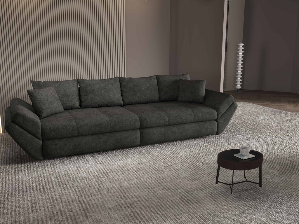Canapea extensibilă dumonde cu ladă de depozitare si sezut confortabil din spuma high-density, Loana Enjoy Negru 300x100 cm