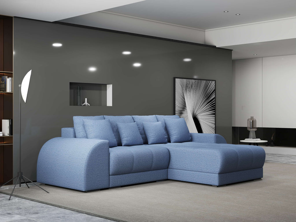 Colțar extensibil dumonde cu ladă de depozitare si sezut confortabil din spuma high-density, Verona Enjoy Albastru II 290x185 cm