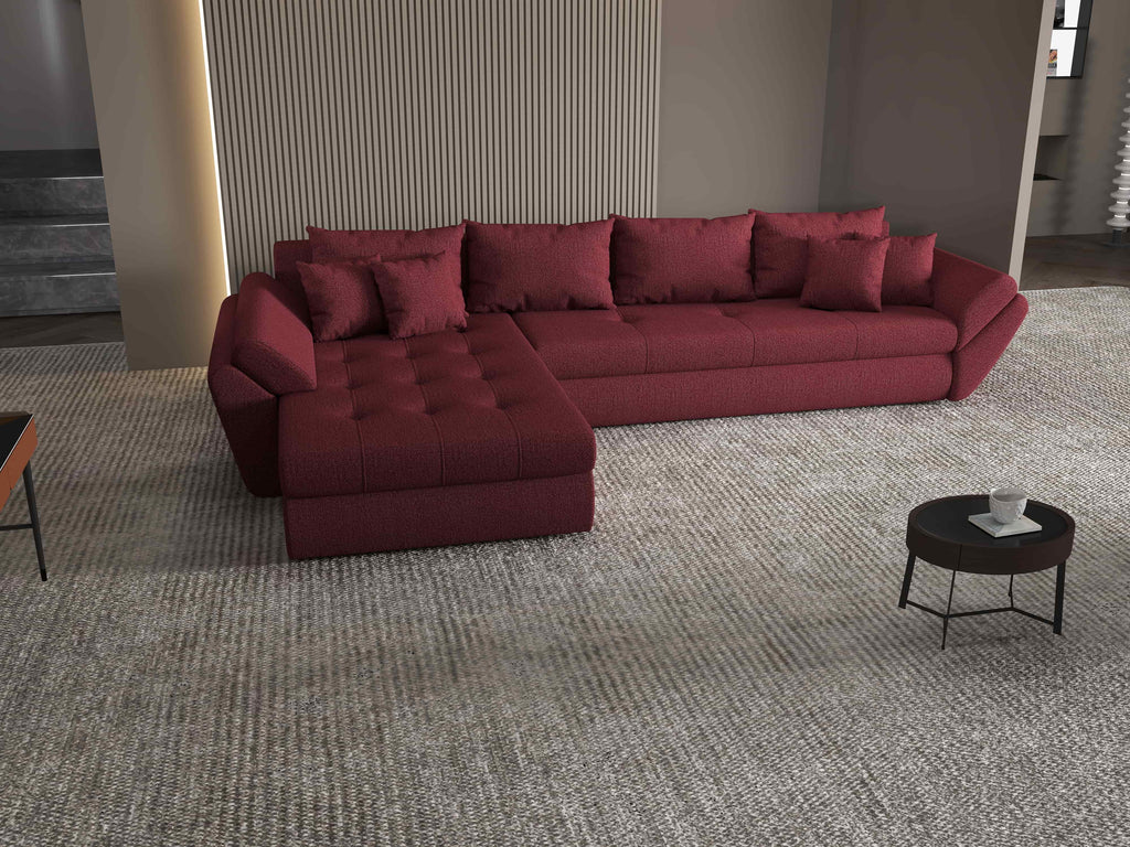 Colțar extensibil dumonde cu ladă de depozitare si sezut confortabil din spuma high-density, Loana XL Enjoy Winery 335x185 cm